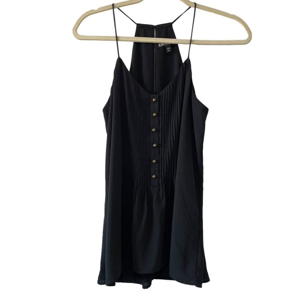 Express Sleeveless Blouse Size Small Black Gold Buttons